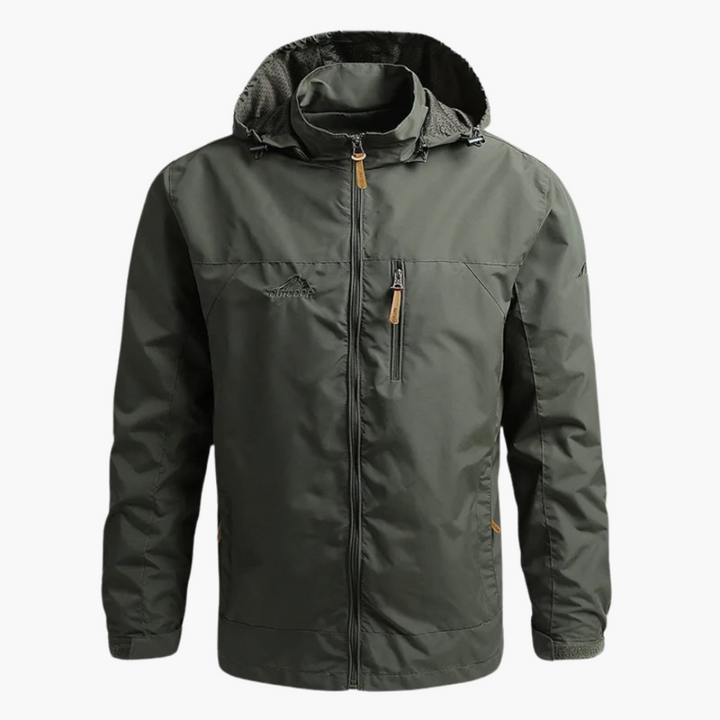Herren Regenjacke mit Kapuze und Material für nasse Bedingungen