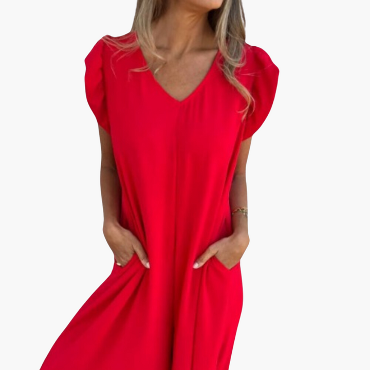 Zita | Leopardenmuster V-Ausschnitt Maxikleid