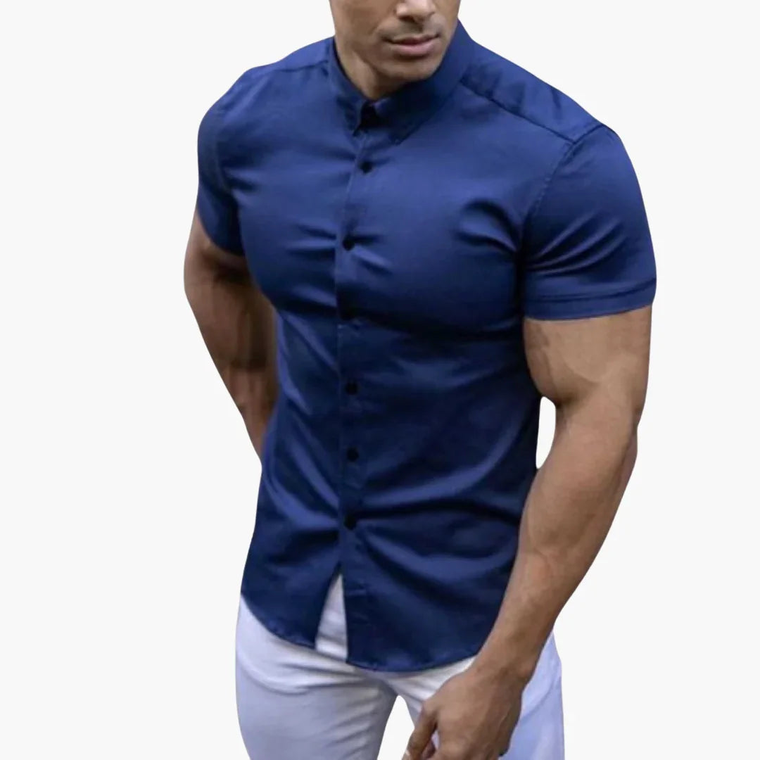 Slim Fit Kurzarmhemd mit Stehkragen für Herren