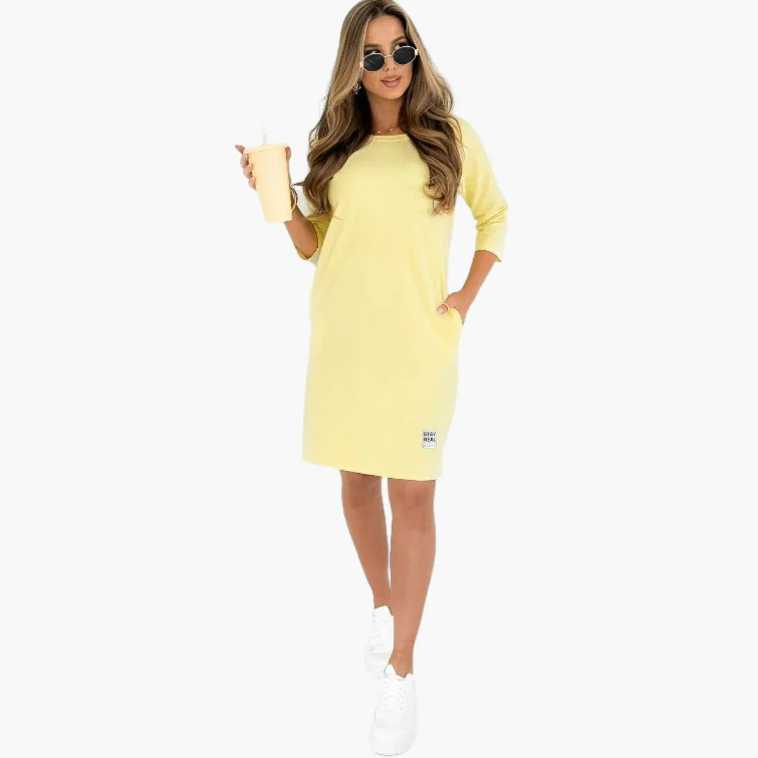 Kleid mit Taschen 3/4-Ärmel für Damen