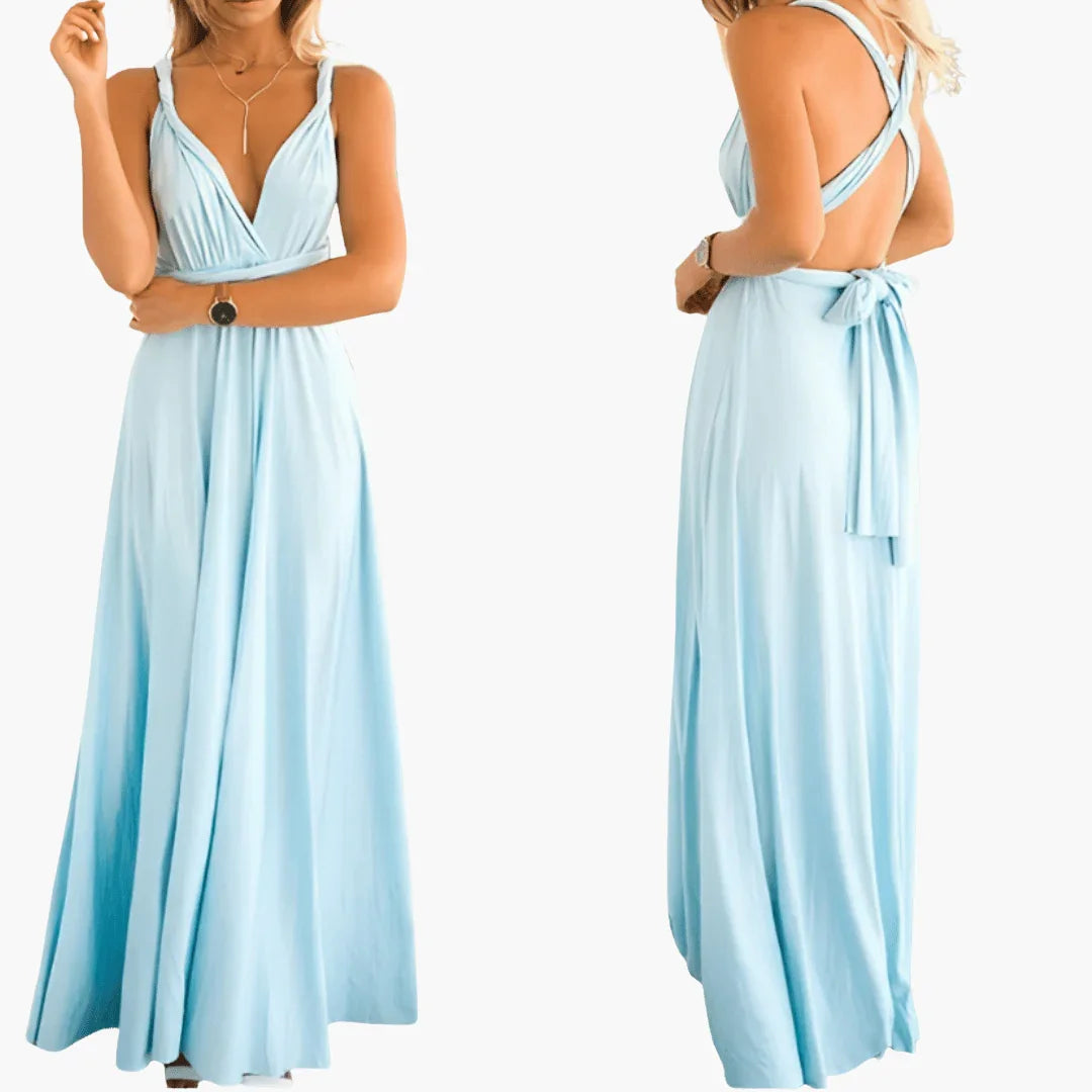 Mehrfach Wickel Maxi Kleid für Damen