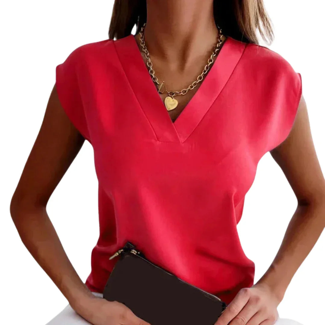 Gestreifte V-Ausschnitt Bluse für Damen