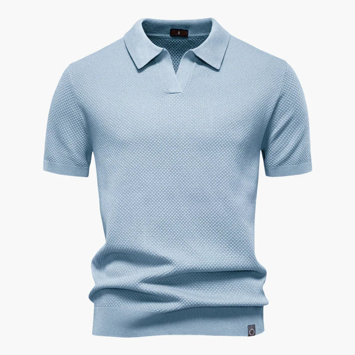 Strukturiertes Strickpolo mit Kragen für Herren