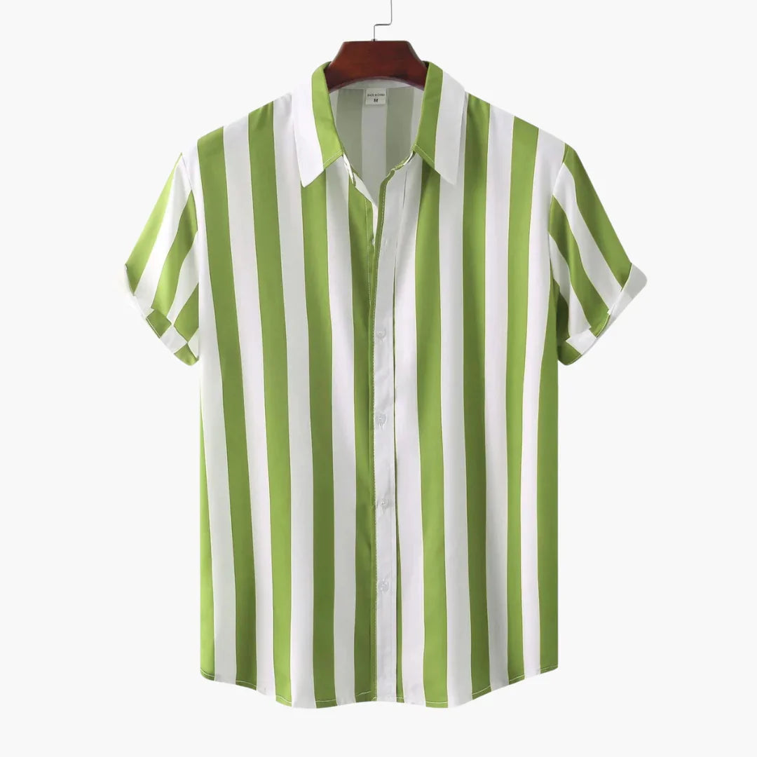Gestreiftes Kurzarm und Button Down Hemd für Herren