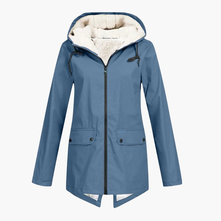 Damen Trenchcoat mit Kapuze, Reißverschluss und Fronttaschen