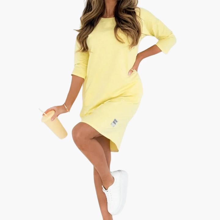 Kleid mit Taschen 3/4-Ärmel für Damen