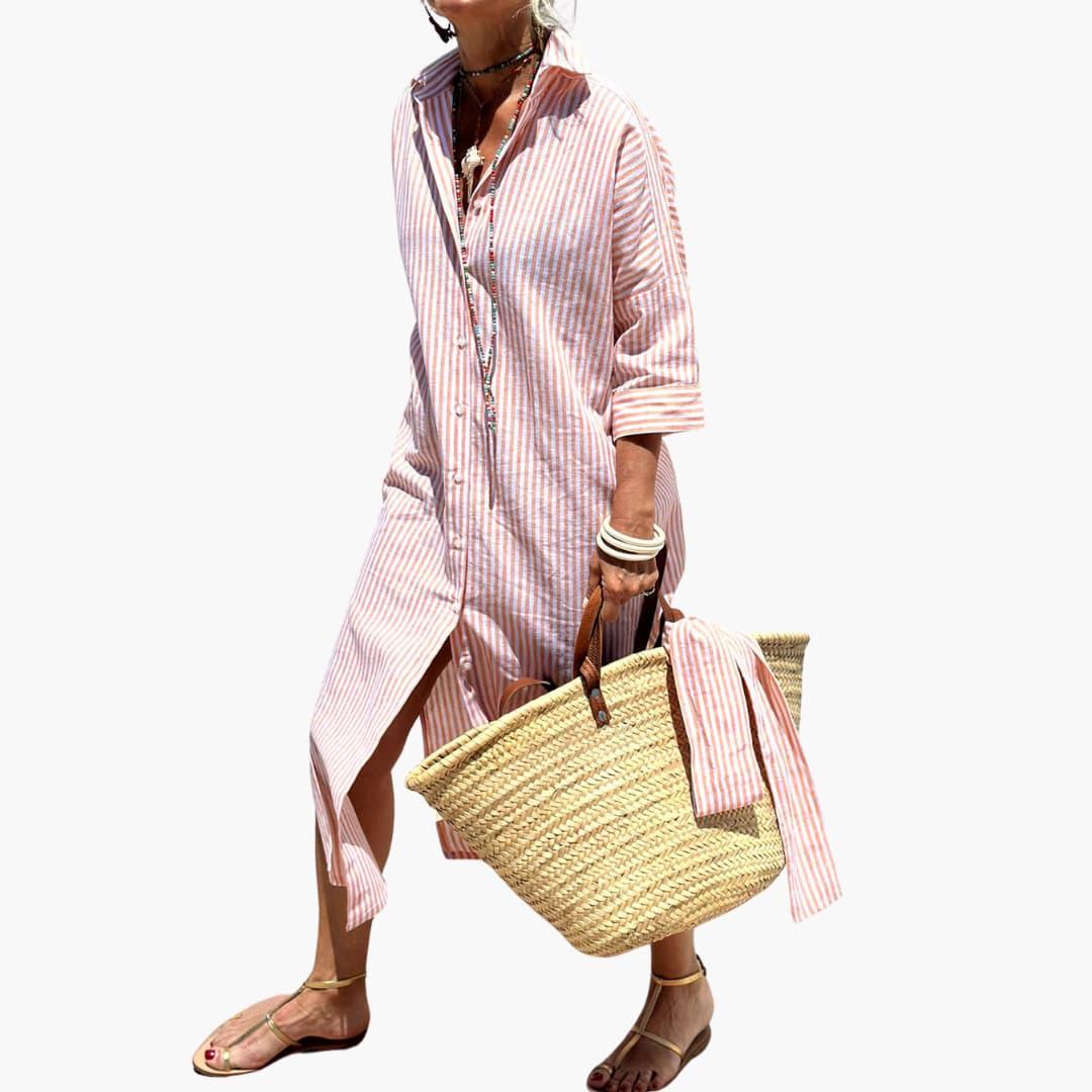 Gestreiftes Hemdblusenkleid für Damen