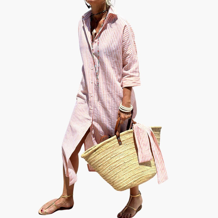 Gestreiftes Hemdblusenkleid für Damen