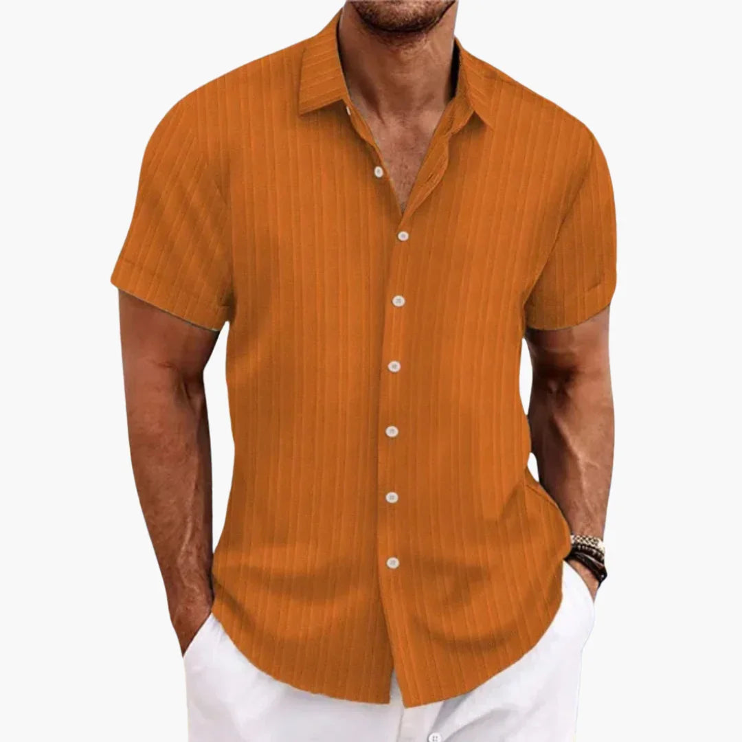 Gestreiftes Kurzarmhemd mit Reverskragen für Herren