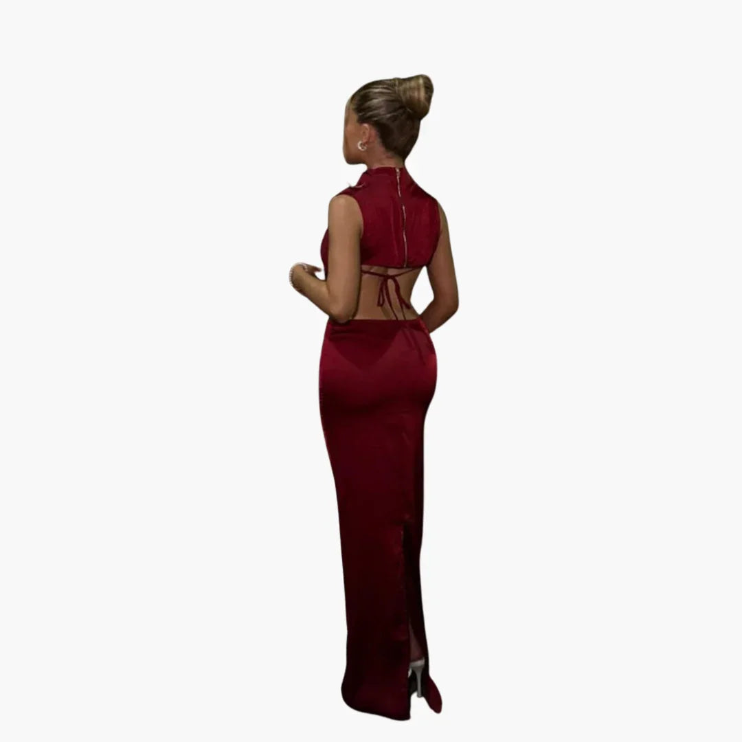 Ärmelloses Satin Zweiteiler Set für Damen