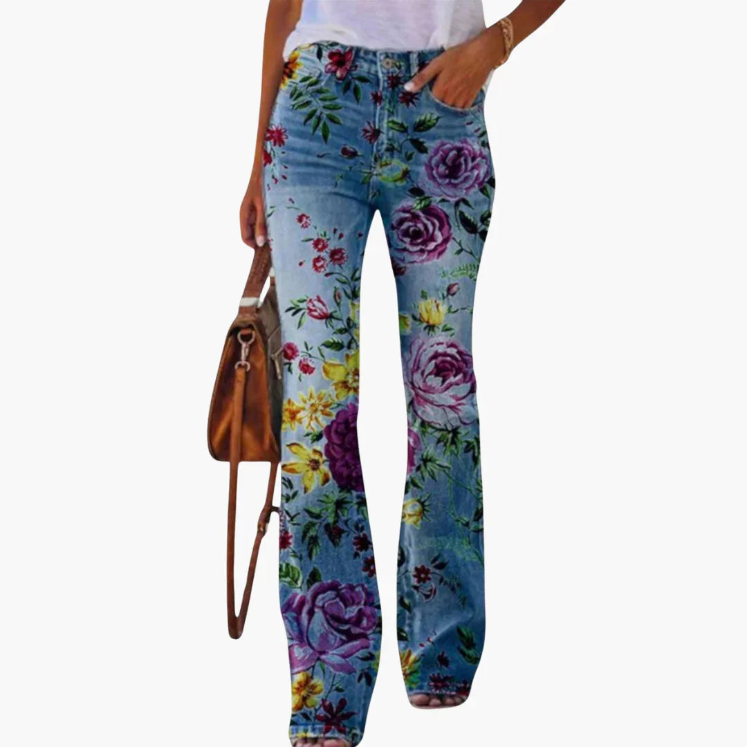 Geblümte Weitbein Hose für Damen