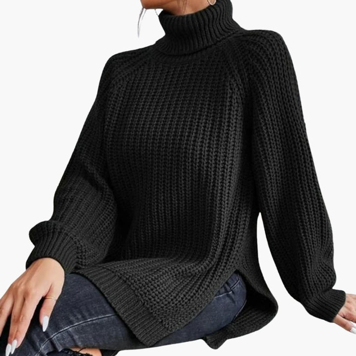 Damen-Strickpullover mit Rollkragen und langen Ärmeln