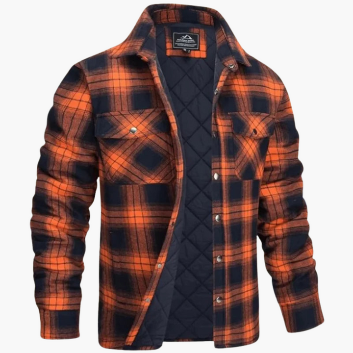 Herrenjacke mit Karomuster und durchgehendem Reißverschluss
