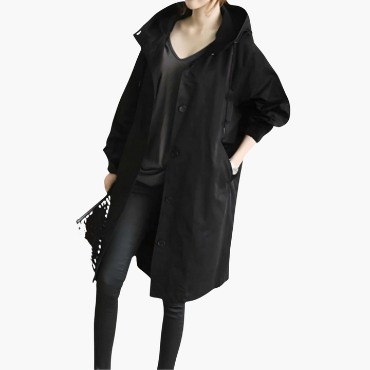Damen Trenchcoat mit Kapuze und Schutz vor Nässe