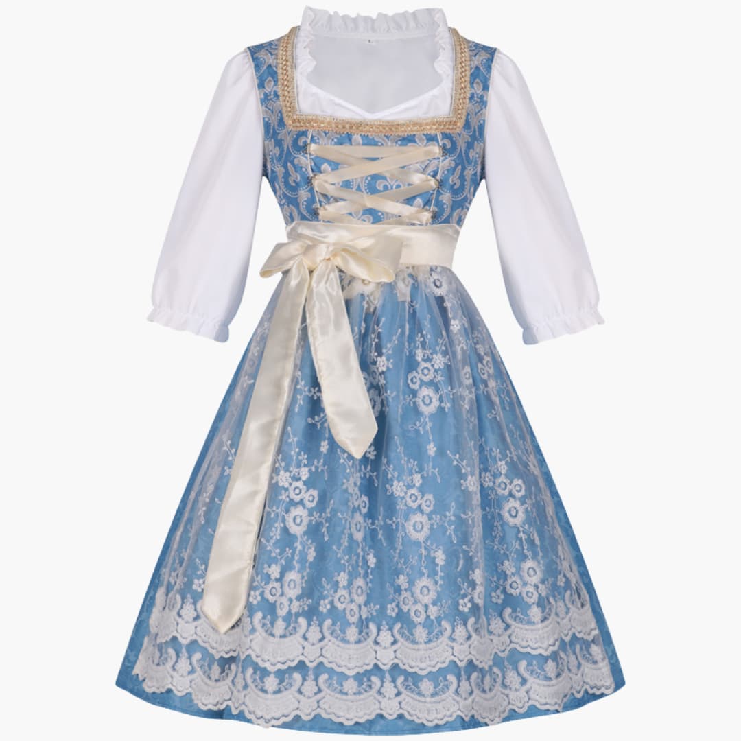 Damen Dirndl Kleid mit Spitzenmieder und Schürze | Oktoberfest 2025