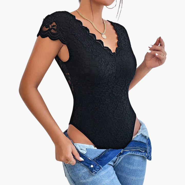 Spitzen V-Ausschnitt Body für Damen