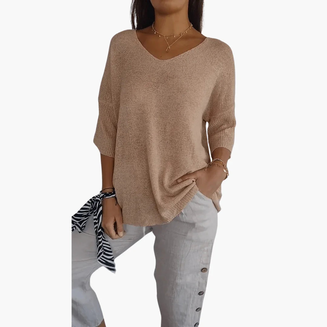 Lockerer V-Ausschnitt Top für Damen