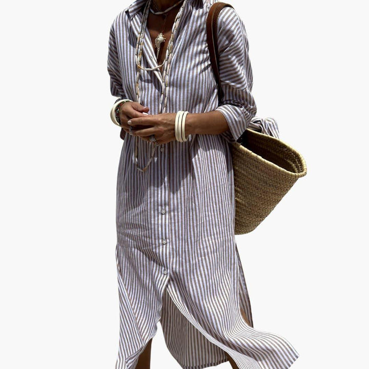 Gestreiftes Hemdblusenkleid für Damen