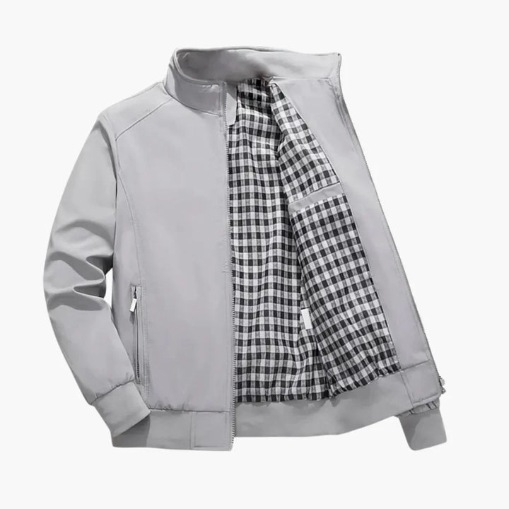 Herren Slim Fit Bomberjacke mit durchgehendem Reißverschluss
