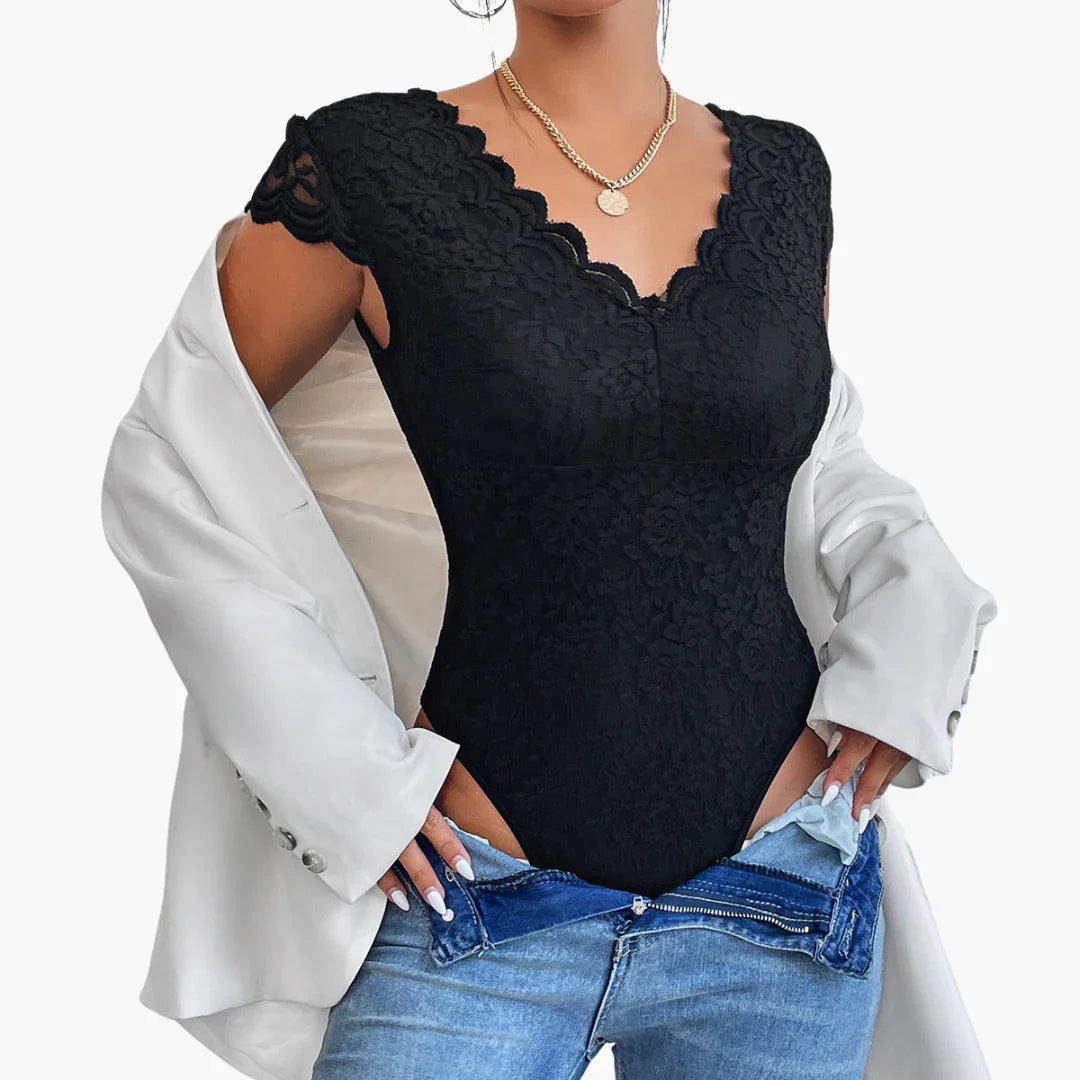 Spitzen V-Ausschnitt Body für Damen
