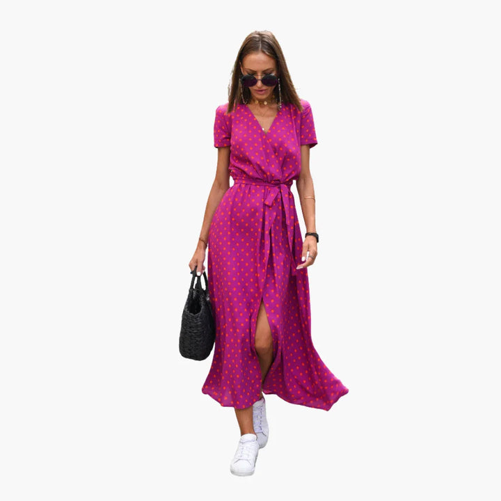Wickeloptik Midikleid mit Gürtel für Damen