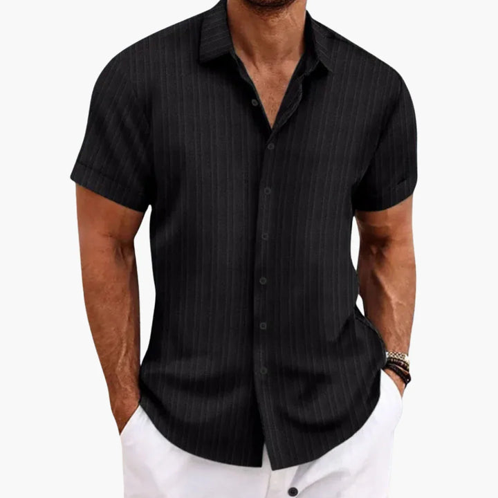 Gestreiftes Kurzarmhemd mit Reverskragen für Herren