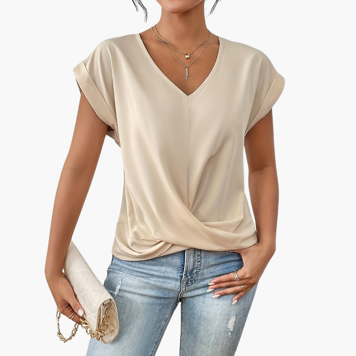 Clara | Lässiges T-Shirt mit Sweetheart-Ausschnitt