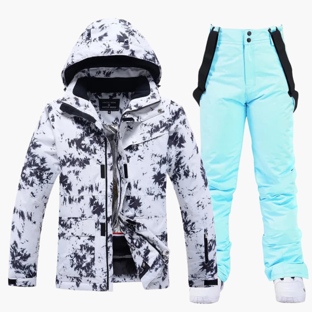 Damen-Skianzug mit Kapuzenjacke und Hosenträgerhose