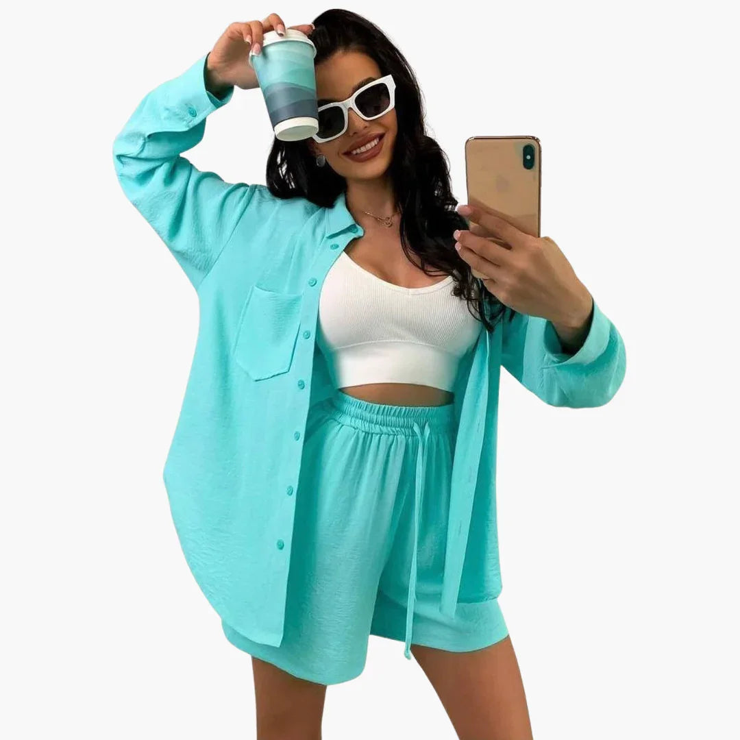 Zweiteiliges Blusen Shorts Set für Damen