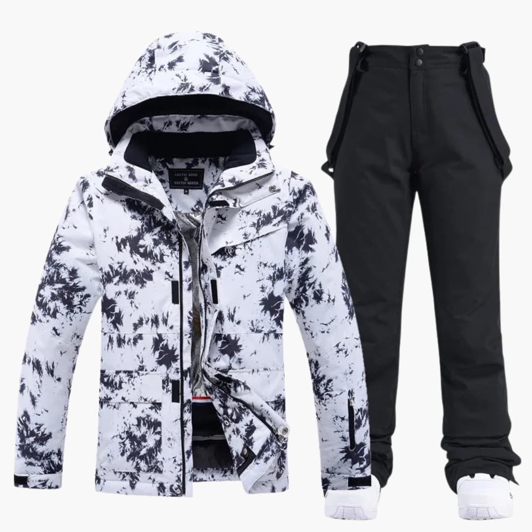 Damen-Skianzug mit Kapuzenjacke und Hosenträgerhose