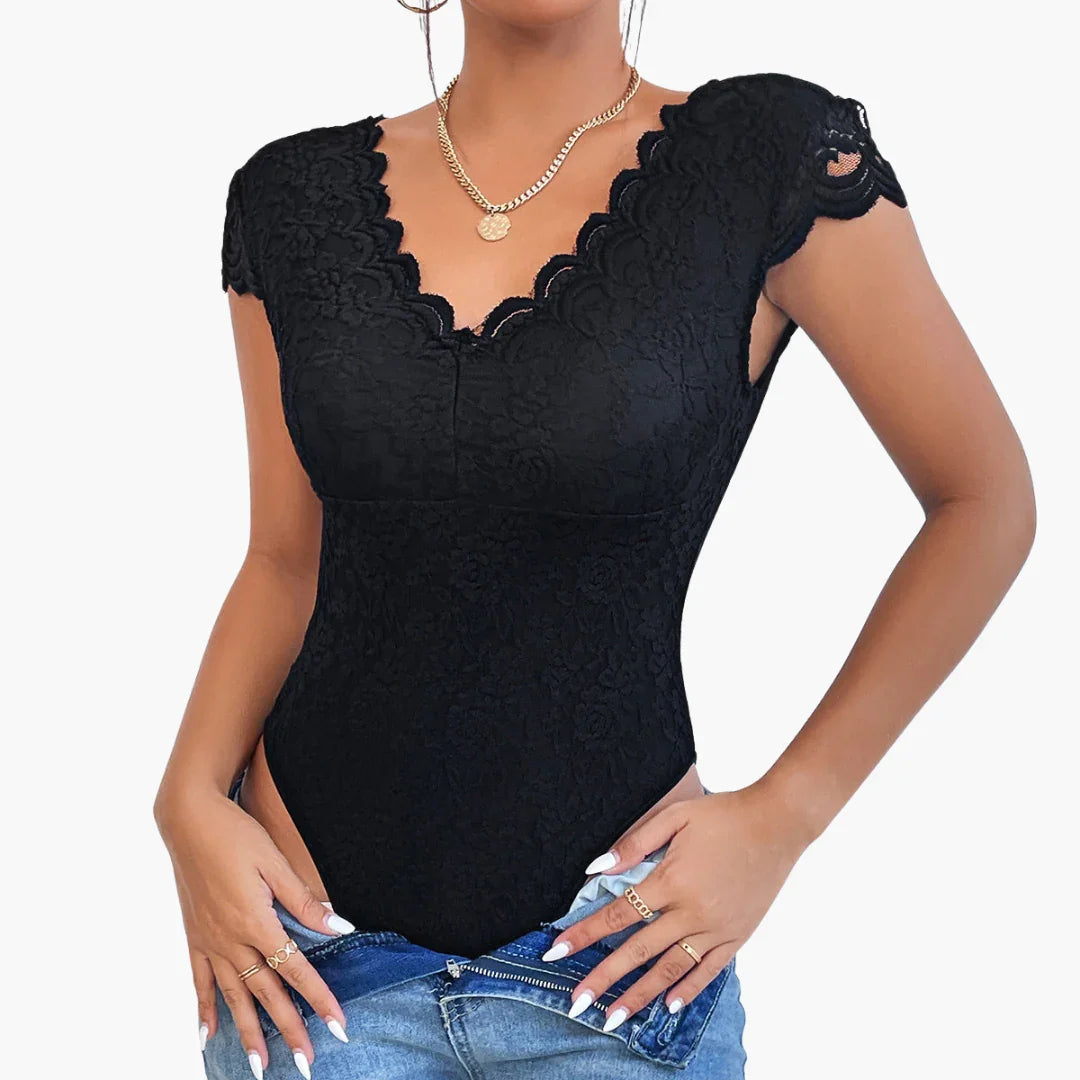 Spitzen V-Ausschnitt Body für Damen