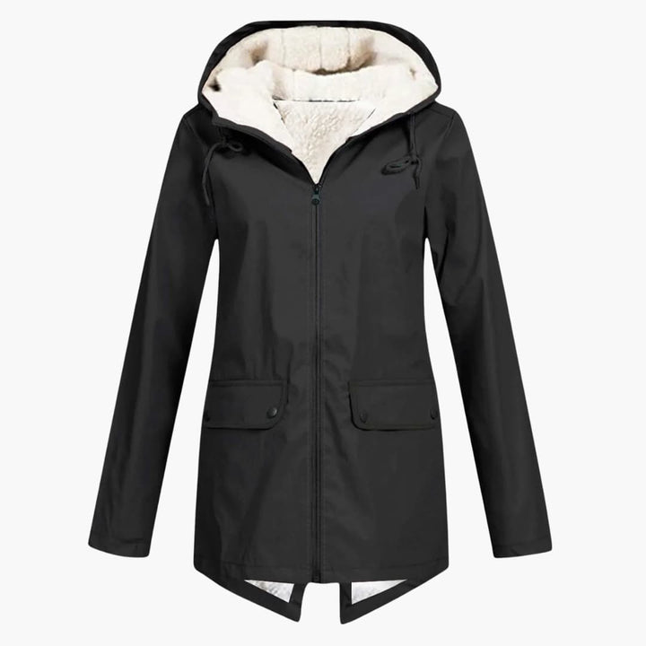 Damen Trenchcoat mit Kapuze, Reißverschluss und Fronttaschen