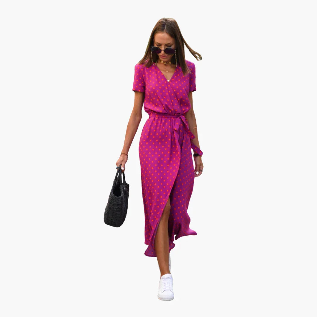 Wickeloptik Midikleid mit Gürtel für Damen