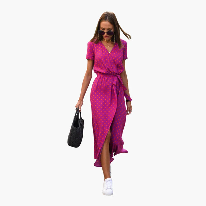 Wickeloptik Midikleid mit Gürtel für Damen