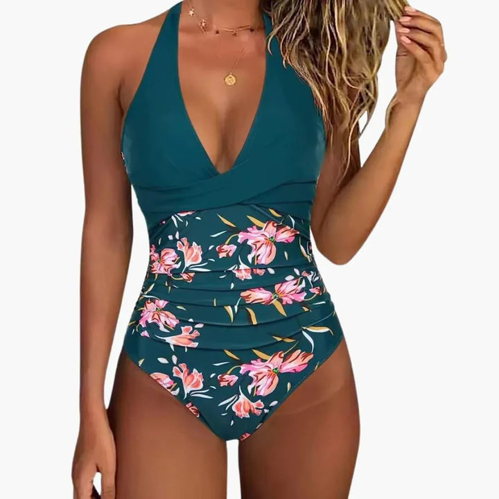Rüschen Halterneck Badeanzug für Damen