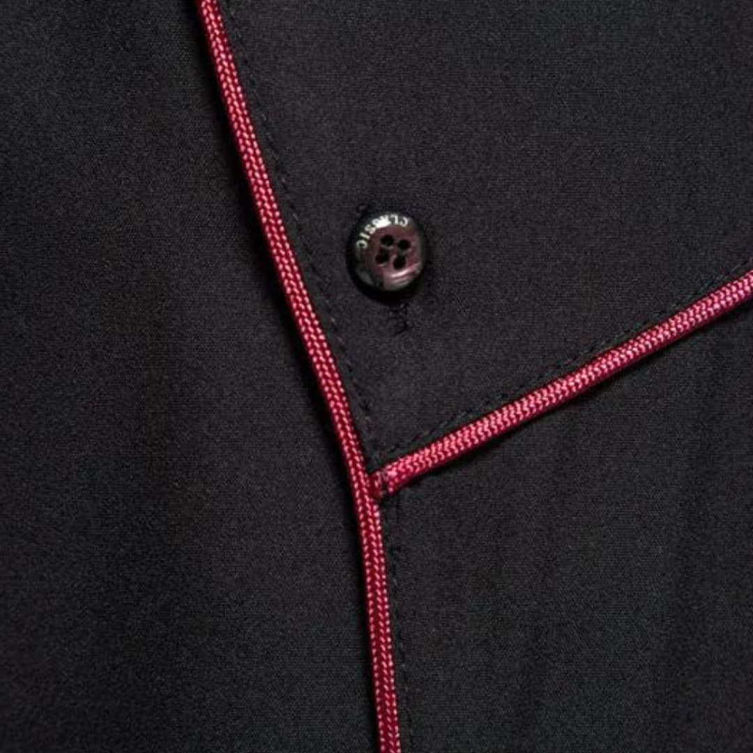 Herren Kochjacke mit Stehkragen und kontrastierendem Knopfleisten