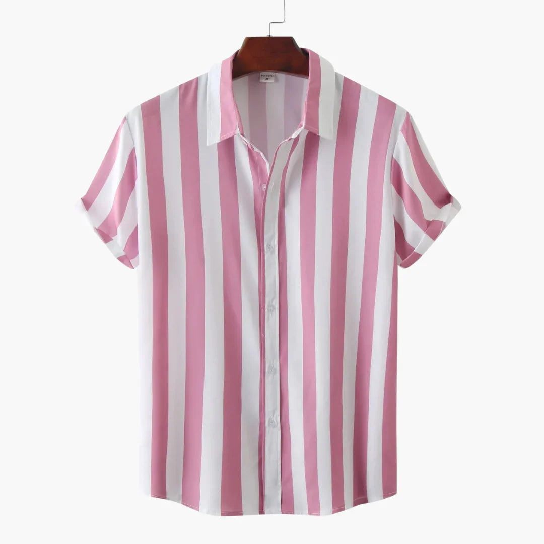 Gestreiftes Kurzarm und Button Down Hemd für Herren