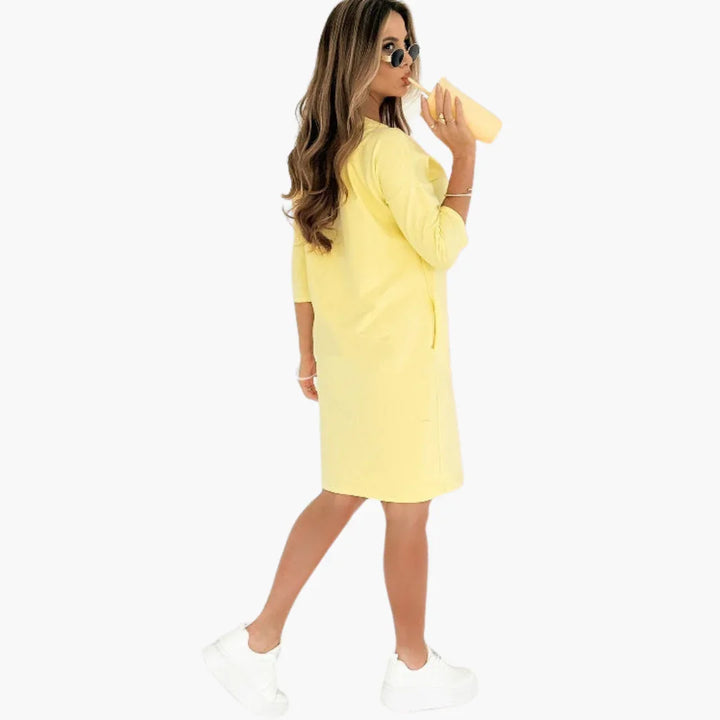 Kleid mit Taschen 3/4-Ärmel für Damen