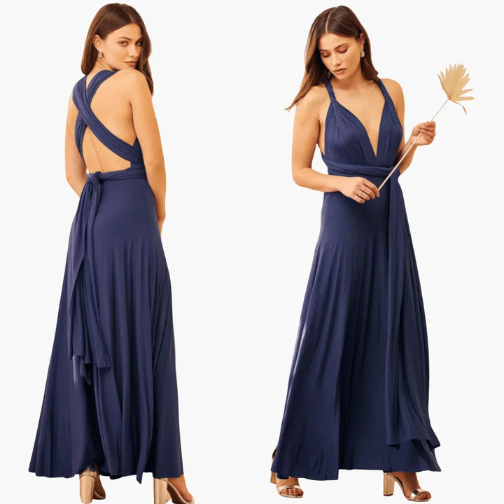 Mehrfach Wickel Maxi Kleid für Damen