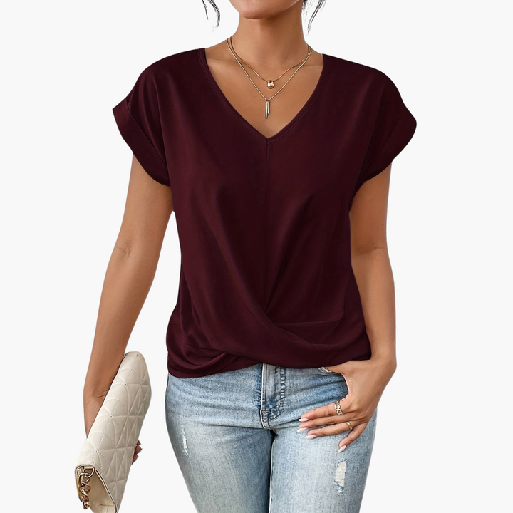 Clara | Lässiges T-Shirt mit Sweetheart-Ausschnitt