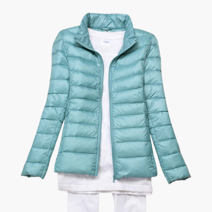 Damen Daunenjacke mit Kapuze und elastischen Bündchen