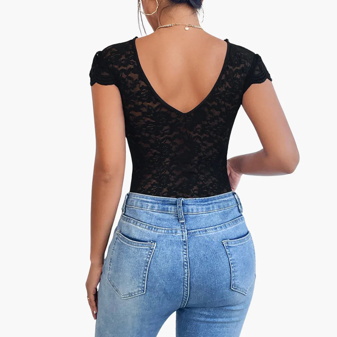 Spitzen V-Ausschnitt Body für Damen