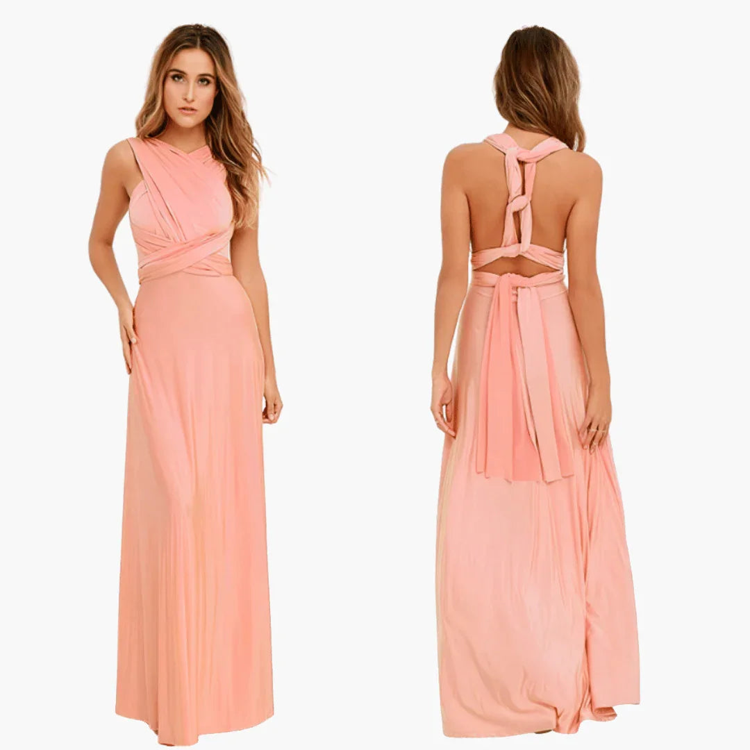 Mehrfach Wickel Maxi Kleid für Damen