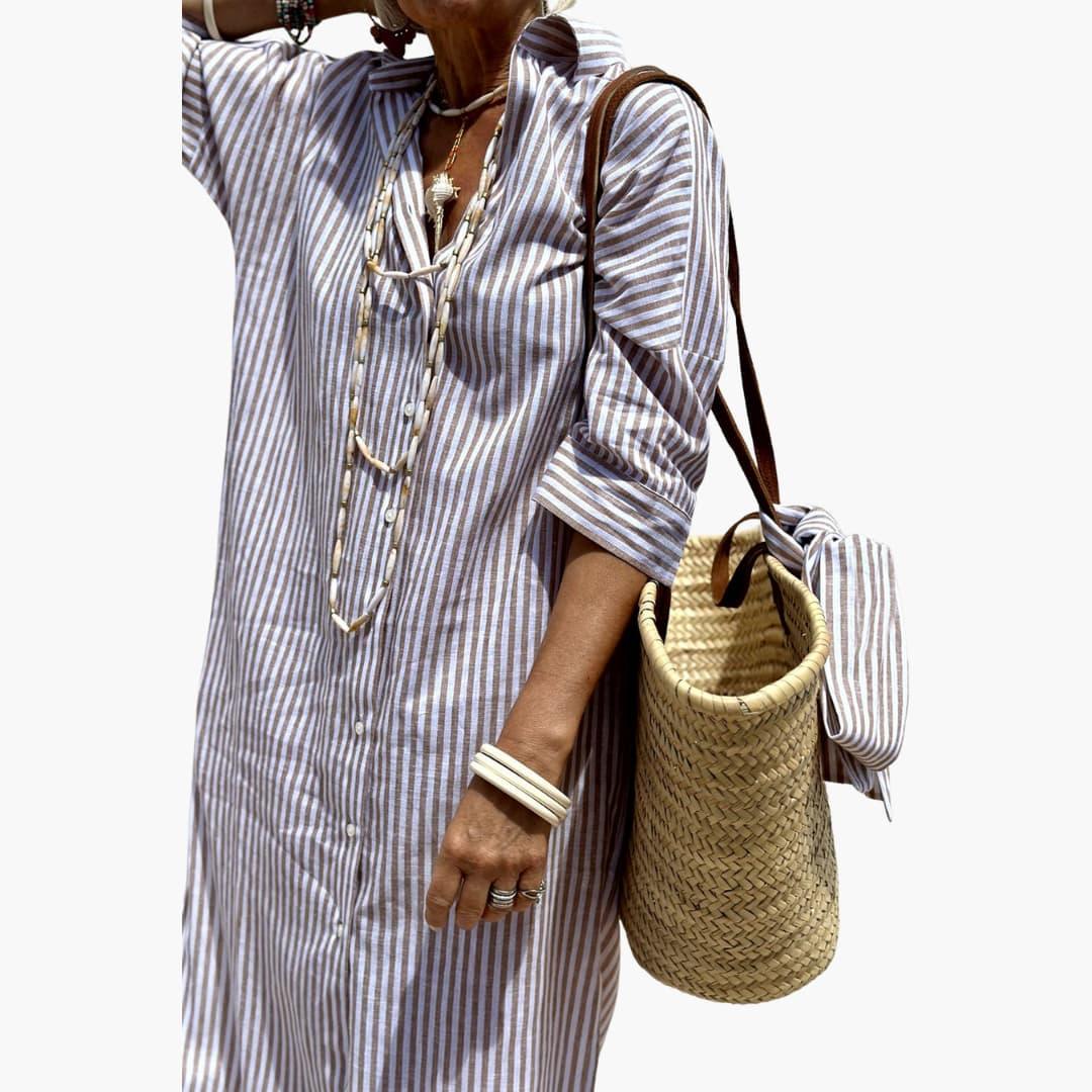 Gestreiftes Hemdblusenkleid für Damen