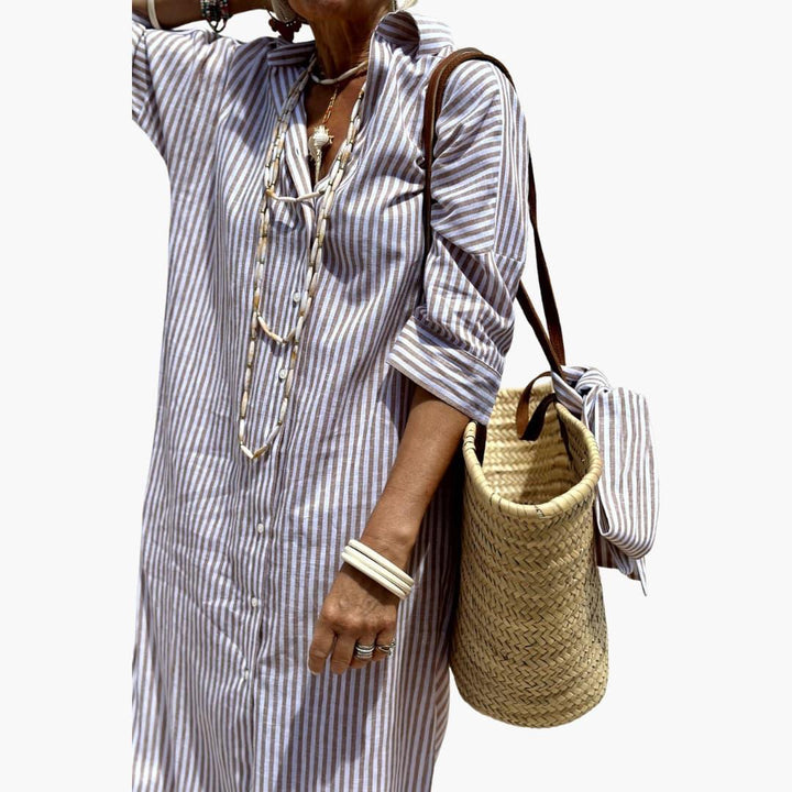 Gestreiftes Hemdblusenkleid für Damen