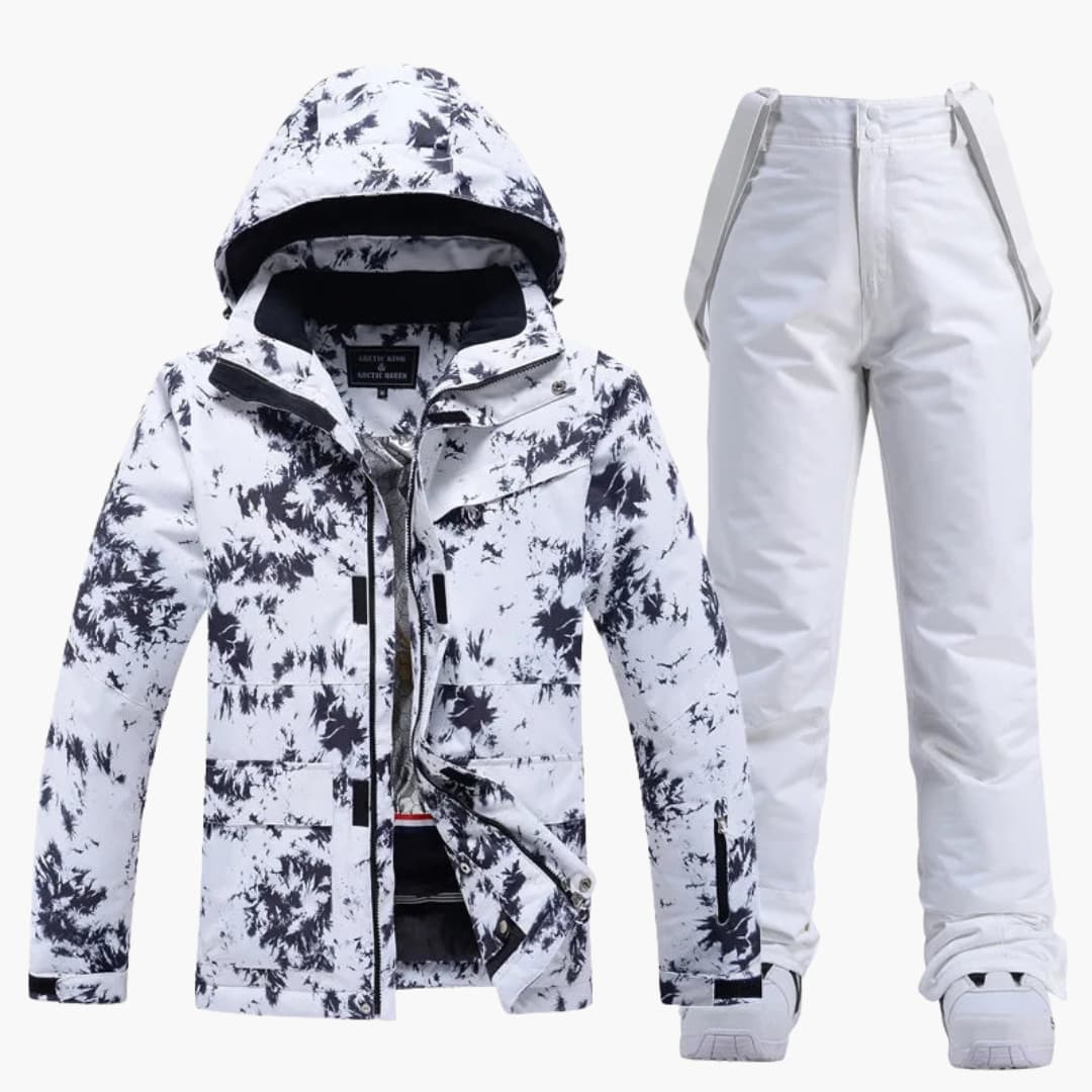 Damen-Skianzug mit Kapuzenjacke und Hosenträgerhose