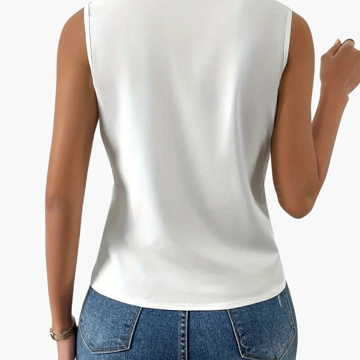 Ärmellose Wickelbluse mit Kragen für Damen - ModeMüller