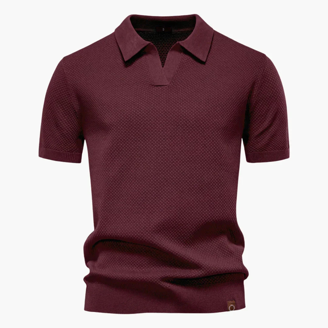 Strukturiertes Strickpolo mit Kragen für Herren