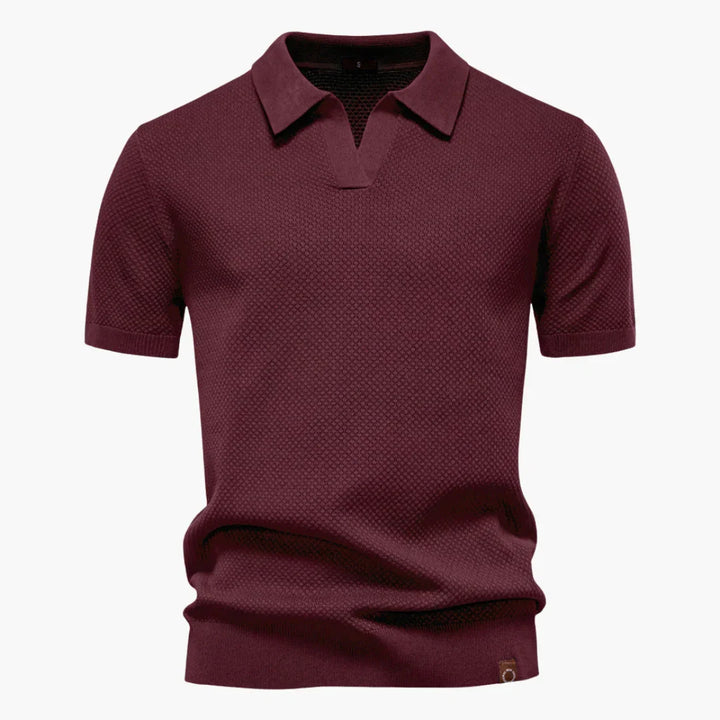 Strukturiertes Strickpolo mit Kragen für Herren