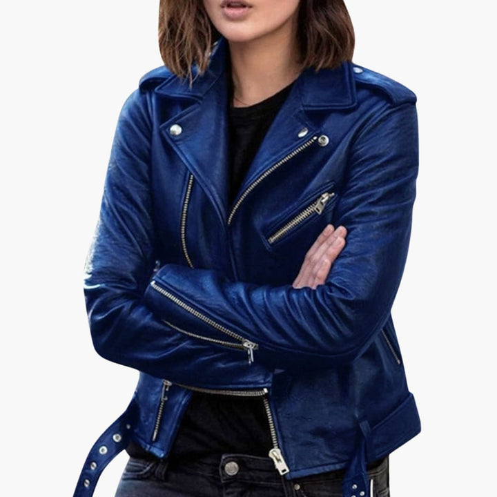 Damen Bikerjacke mit Reißverschluss und Reverskragen